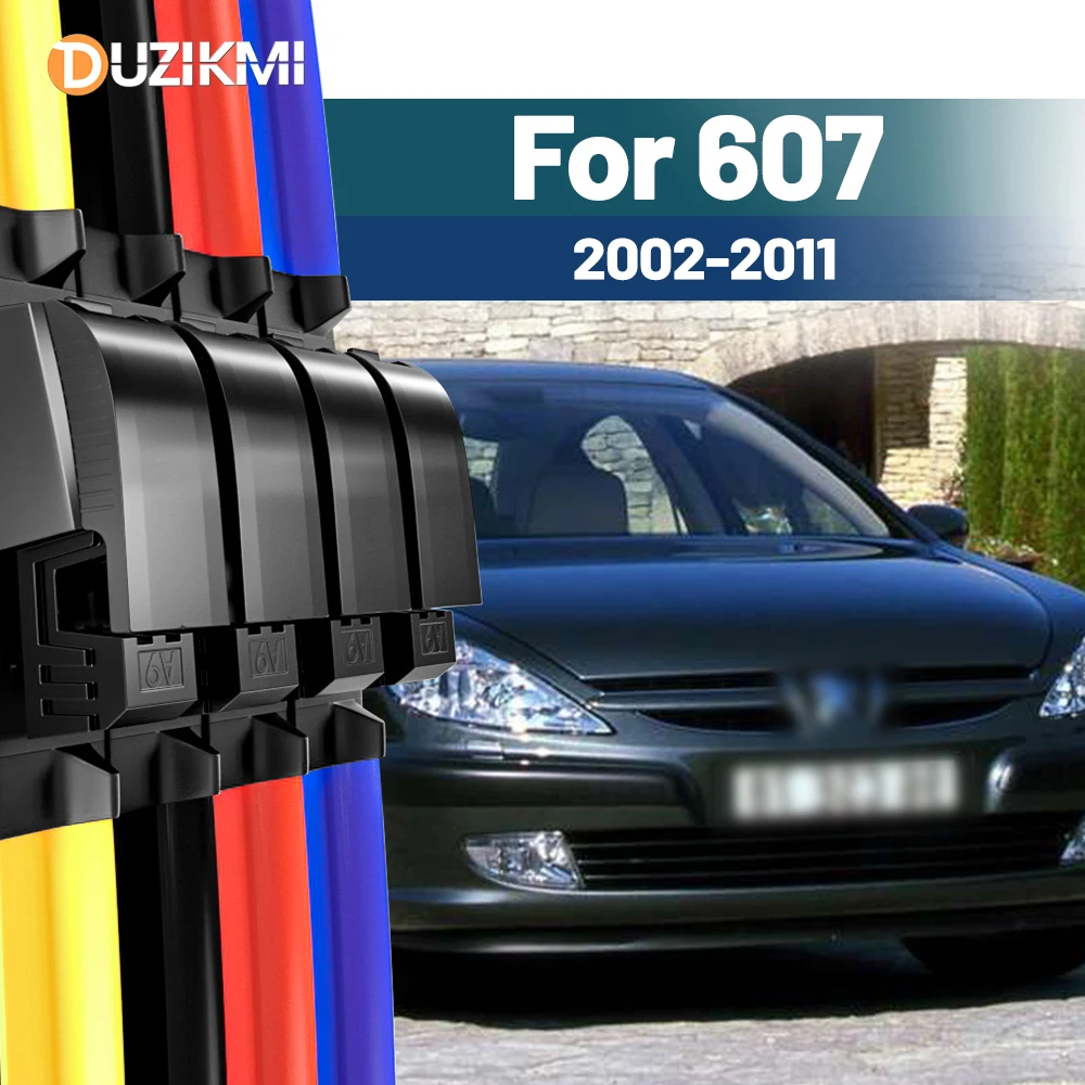 

For Peugeot 607 2002-2011 2003 2004 2005 2006 2007 2008 2009 2010 2pcs Front Windshield Windscreen Wiper Blades Red Blue