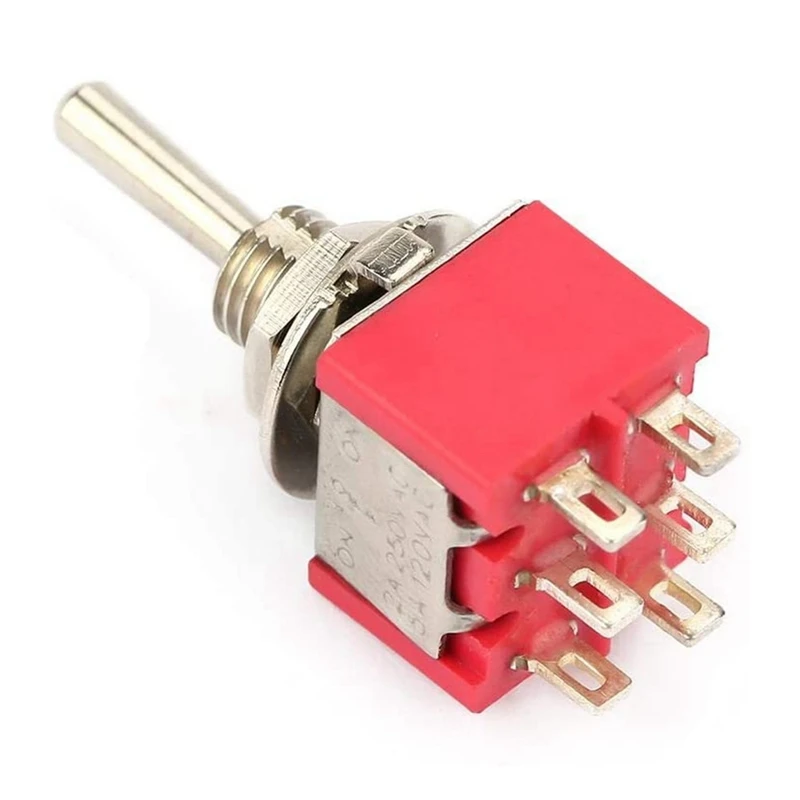 10 Pieces Of Toggle Switch ON-OFF-ON 3 Position Toggle Switch DPDT 6-Pin 6Mm 2A / 250VAC 5A / 120VAC