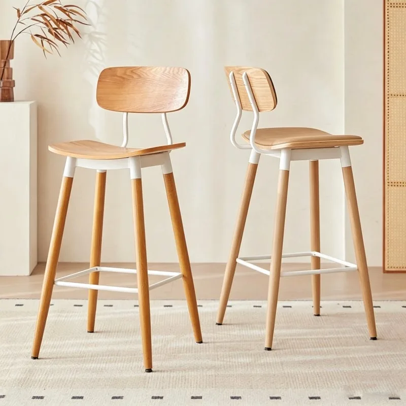 Island Kitchen Bar Furniture Ergonomic Counter Modern Bar Chair Wooden Minimalist Accent Outdoor Silla Alta Nordic Furniture