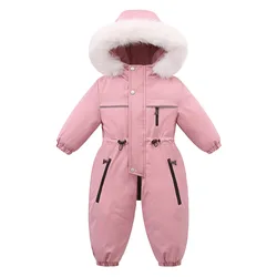 UNIFEMEN 2024 Winter Kids Girls Jumpsuit Plus Velvet Warm1-5 Years Baby Girls Snowsuit Hooded Fashinoable Children Girl Overalls