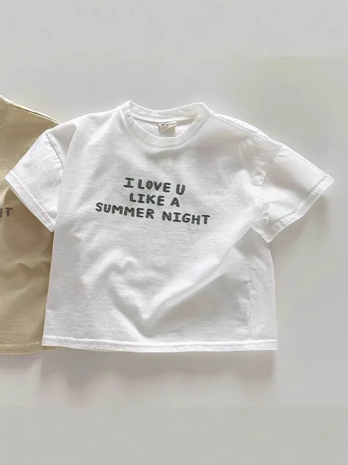 Letter Print Infant Boy Girl Cotton Casual Tees Toddler Simple Versatile Tops 2025 Summer New Baby Short Sleeve T Shirts Fashion