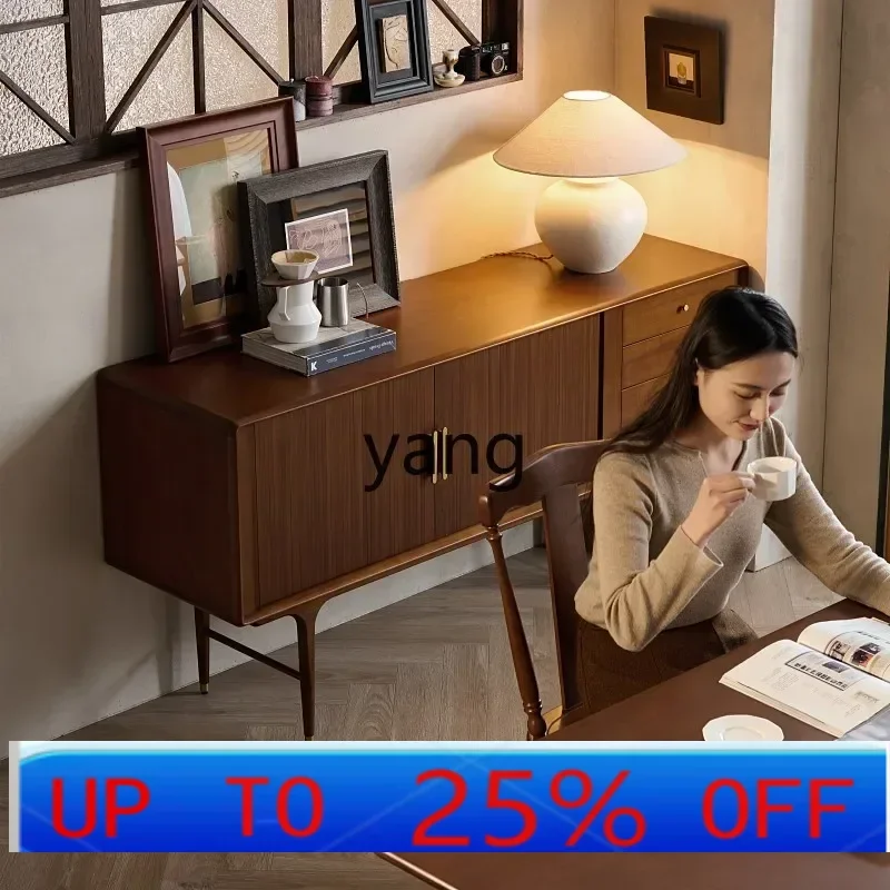 

LMMsolid wood dining side cabinet modern simple medieval retro walnut tea cabinet