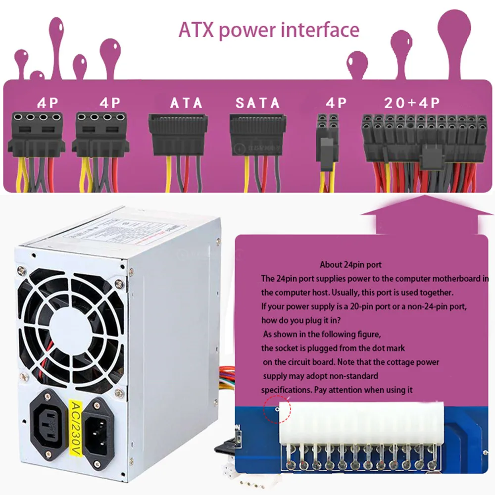 XH-M229 Desktop PC Chassis Power ATX Transfer to Adapter Board Power Supply Circuit Outlet Module 24Pin Output Terminal 24 pins