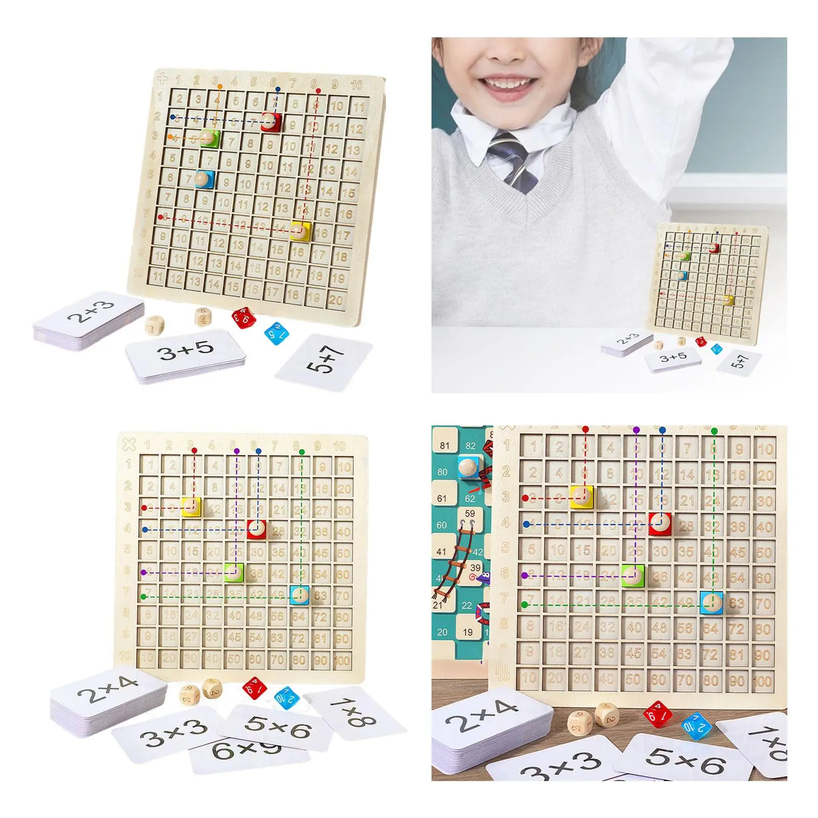 Wooden Table Math Toy Preschool Puzzle Board Game Counting Toy for Toddler