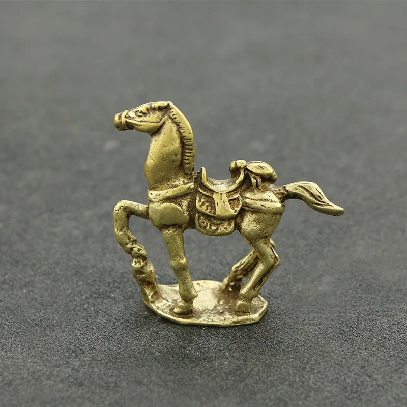 

Retro Handmade Mini Brass Horse Statue Animal Statue Car Decoration Pure Copper Worker Decoration Animal Home Decorative Gift