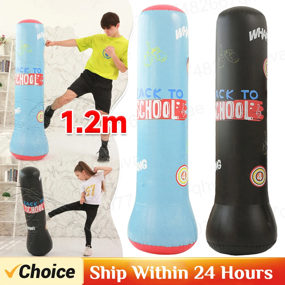 120cm Inflatable Boxing Bag Children Boxing Punch Kicking Sandbag PVC Tumbler Gym Kids Boxing Training Targets Fitness Equipment