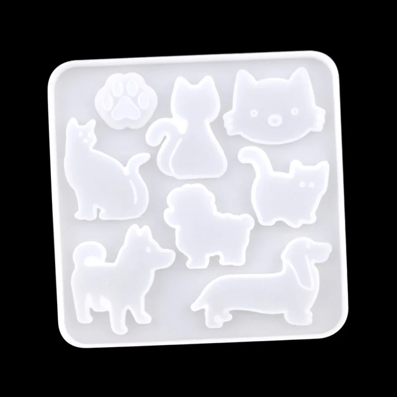 Pet Cat and Dog DIY Silicone Mold Handmade Earrings Keychain Gypsum Crystal Dropper Mould XG735