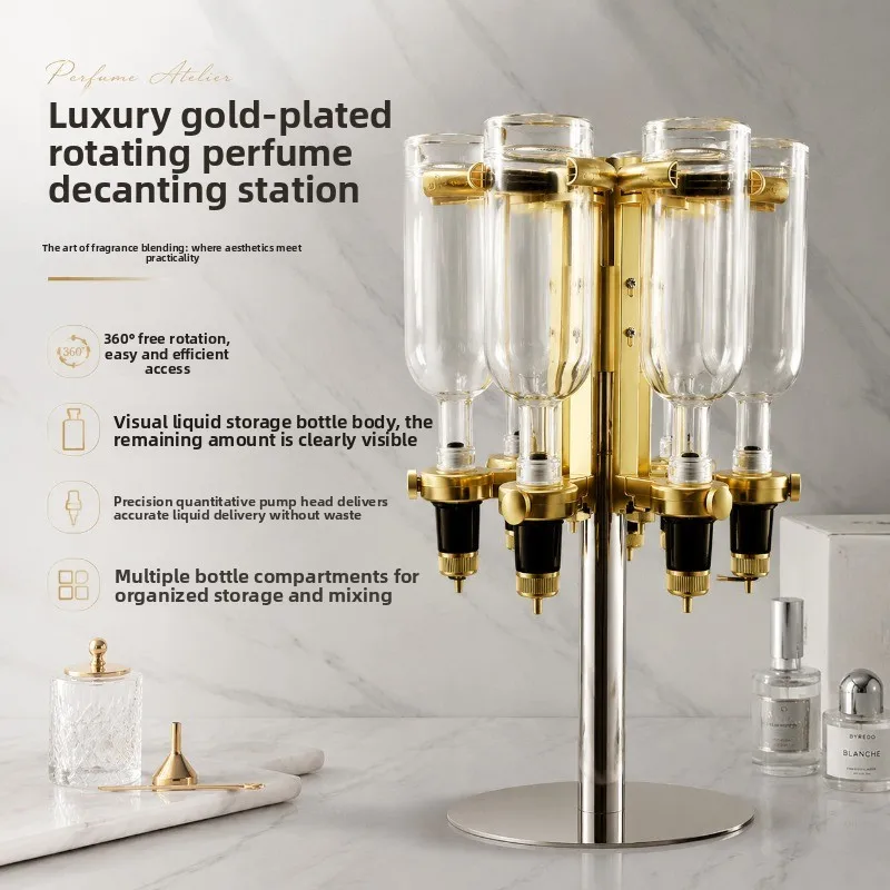 Golden 6 Pump Rotating Perfume Dispenser, Bulk Perfume Bar Filling Machine, Cross-border Perfume Display Stand