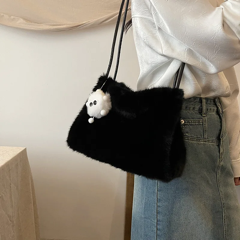 

New Korean - Style Plush Bag for Autumn Winter - Imitation Rabbit Fur, Soft & Comfy Armpit/Shoulder Bag, Ideal for Casual & Work