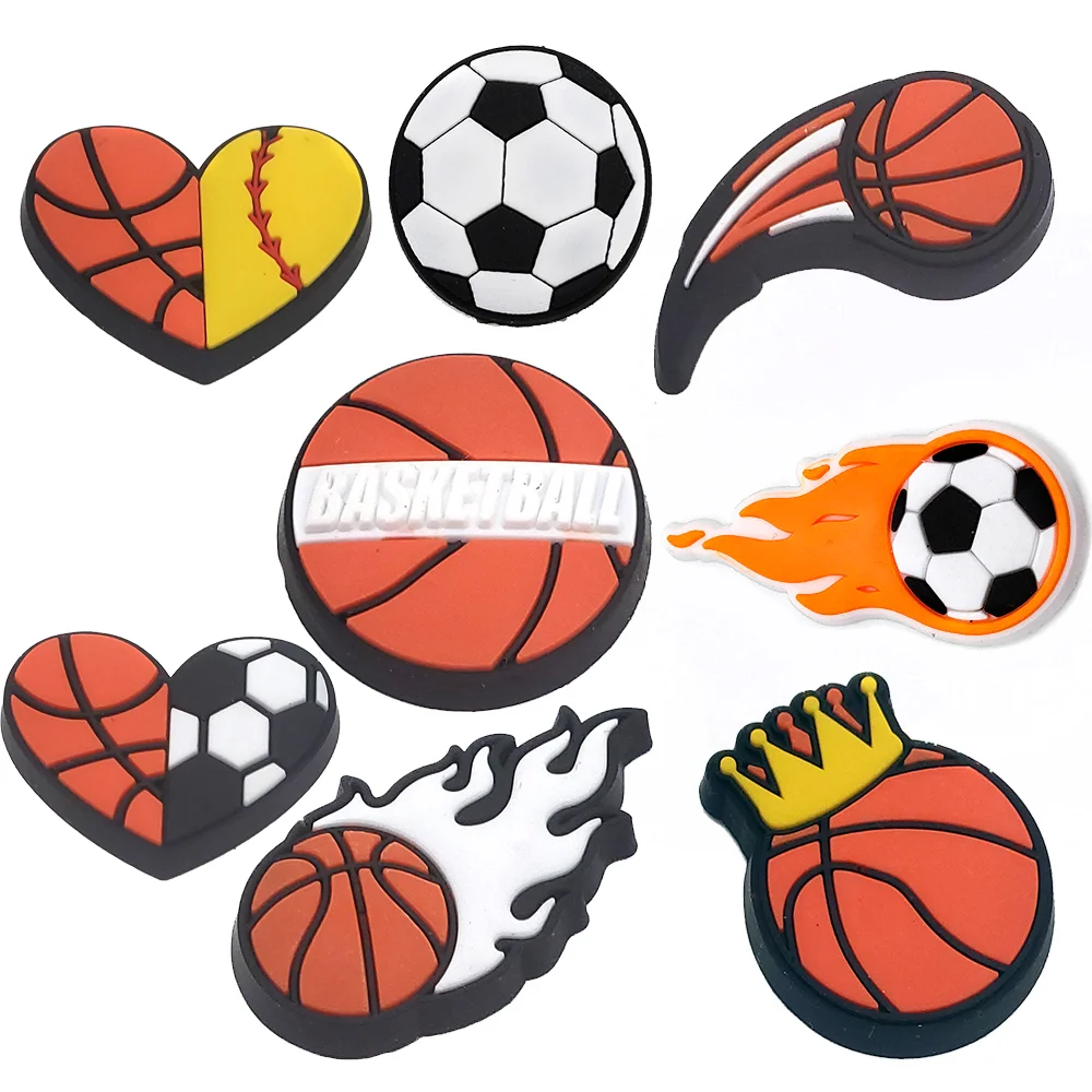 

1pc Football and basketball Shoe Charms PVC Shoe Decoration Fits For Shoe Accessories Kids X-mas Party Gifts