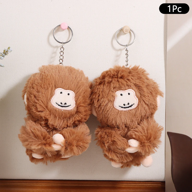 Kawaii Monkey Plush Toy Cartoon Stuffed Animal Doll Keychain Cute Plush Doll Backpack Pendant Bag Charm Car Key Accessories