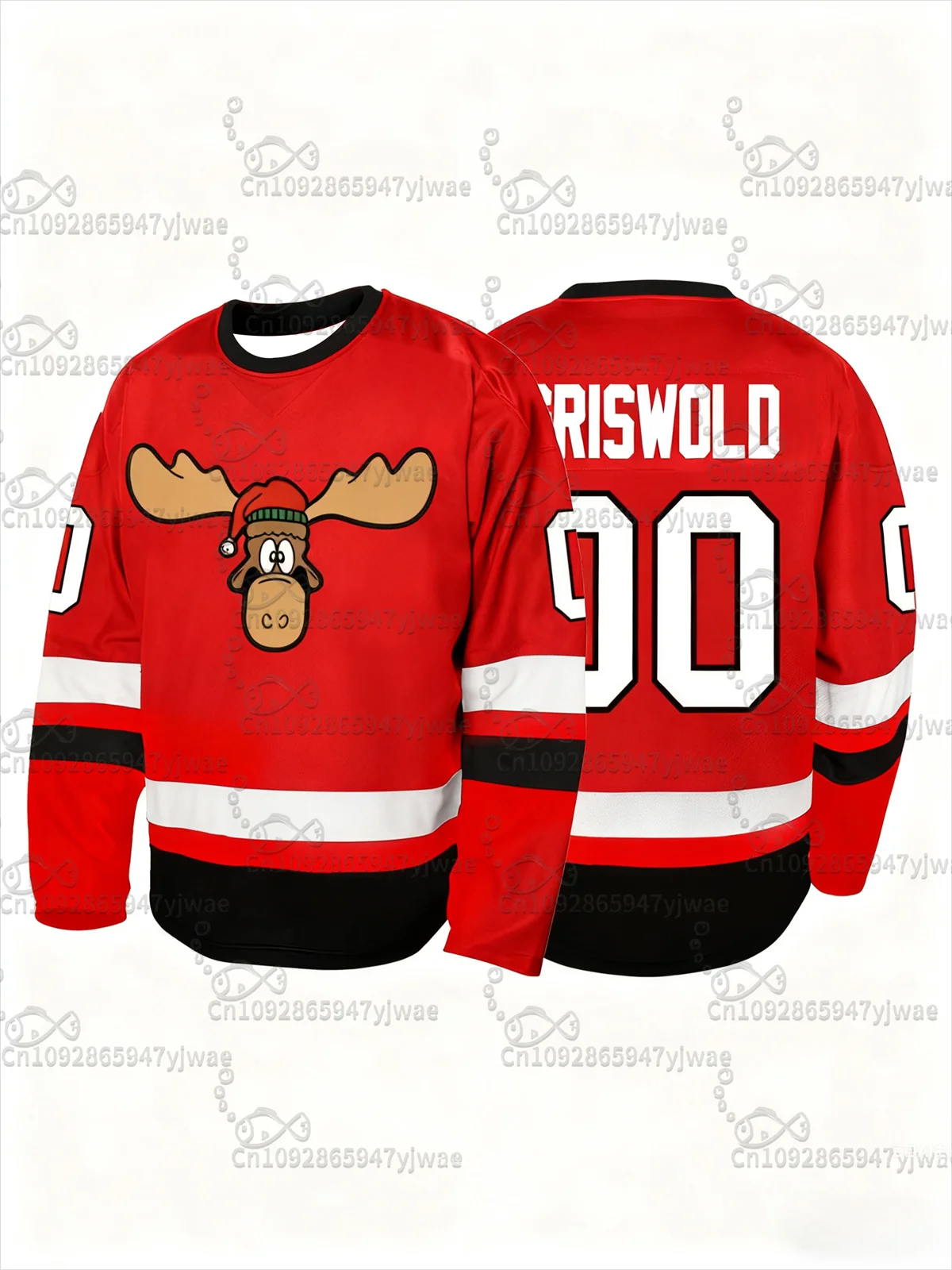 Hockey Jersey met kerstthema Cartoon Moose Number Print Feestelijk atletisch sportshirt Herfst dames T-shirt met lange mouwen