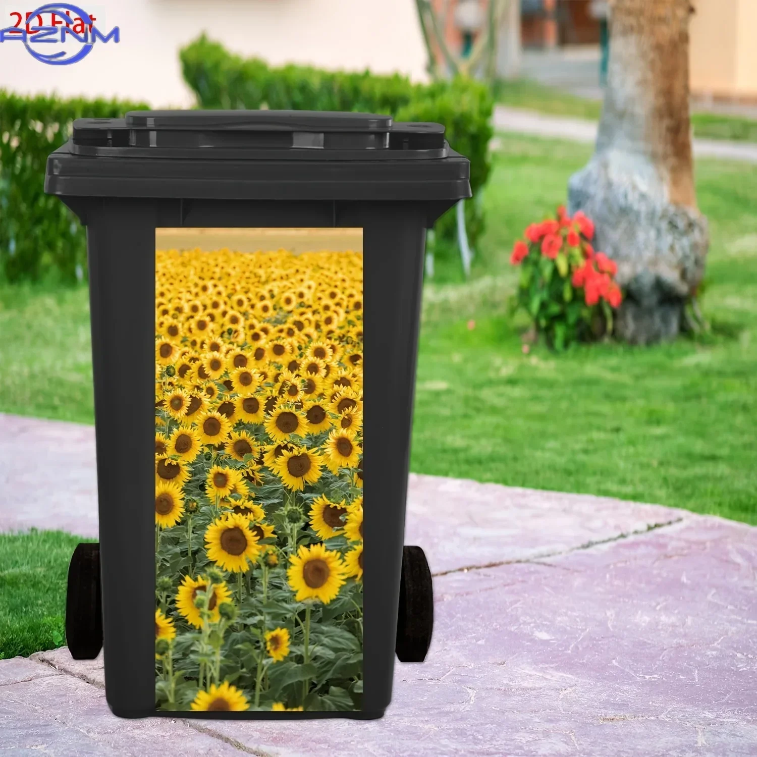Sunflower-Themed Trash Can Stickers, Made of PVC, Self-Adhesive And Waterproof, Moisture-Resistant, Suitable for Creative Deco