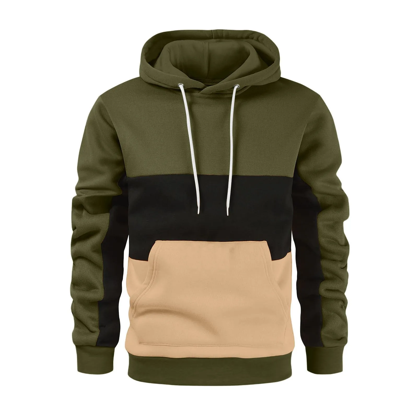 New autumn and winter men's fashion color matching hoodie men's splicing color hoodie hot sale2023