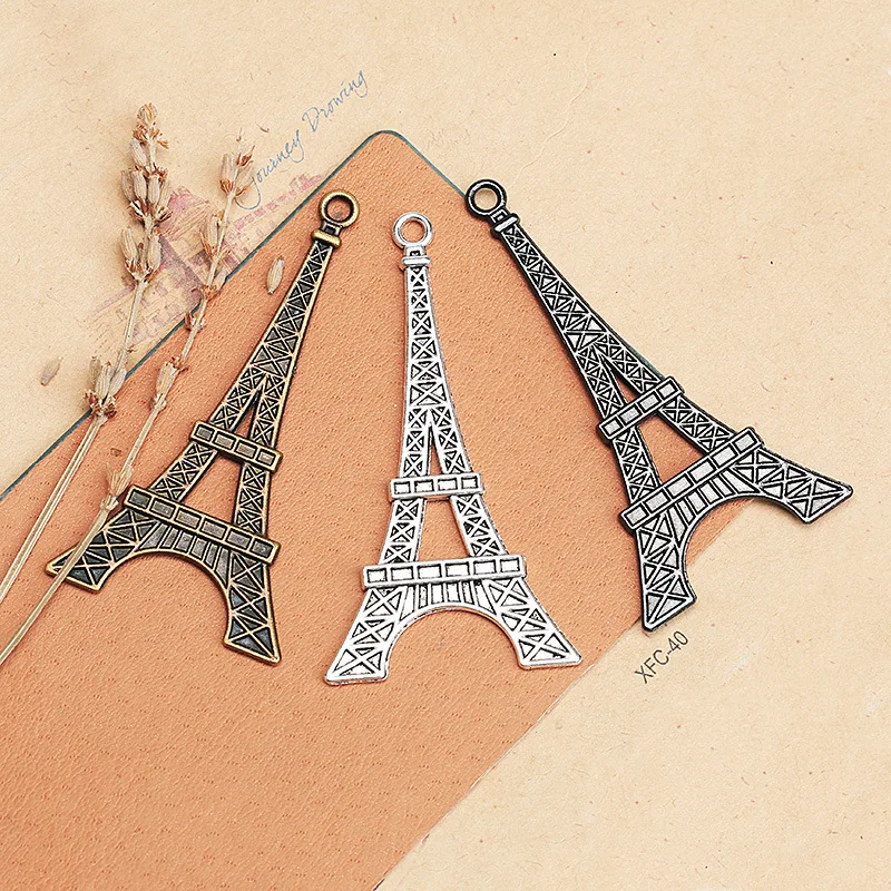 4Pcs/Lot Charms Eiffel Tower Paris 68x35mm Antique Pendant Fit Vintage Tibetan Bronze Silver Color DIY Handmade Jewelry