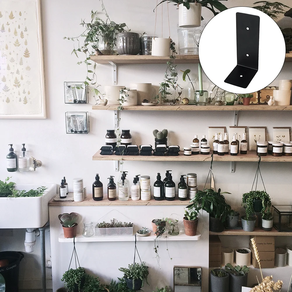 

4pcs Black L Shape Iron Brackets Heavy Duty Corner Braces For Shelf Bookshelf Table Chair Rust-Resistant Angle Bracket Hardware