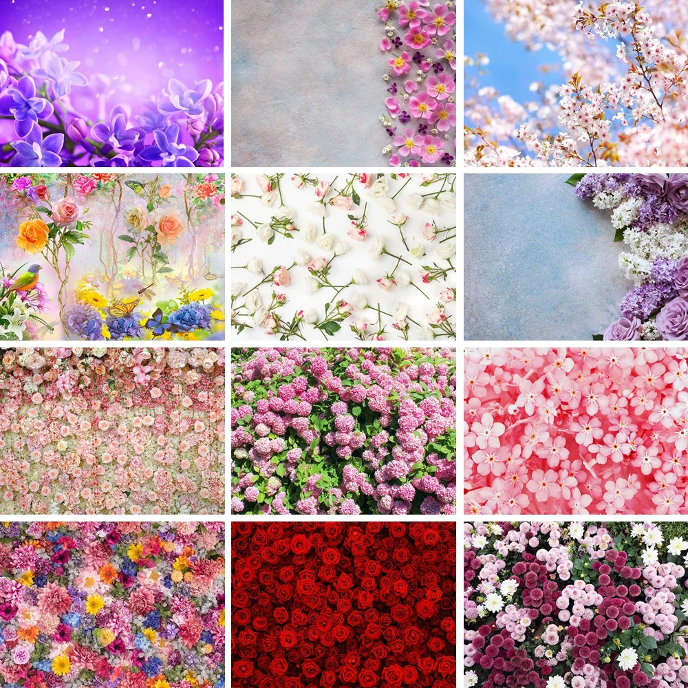 

MOON.QG Spring Flower Blossom Backdrop Baby Girls Birthday Floral Wedding Photography Background Valentines Baby Shower Video