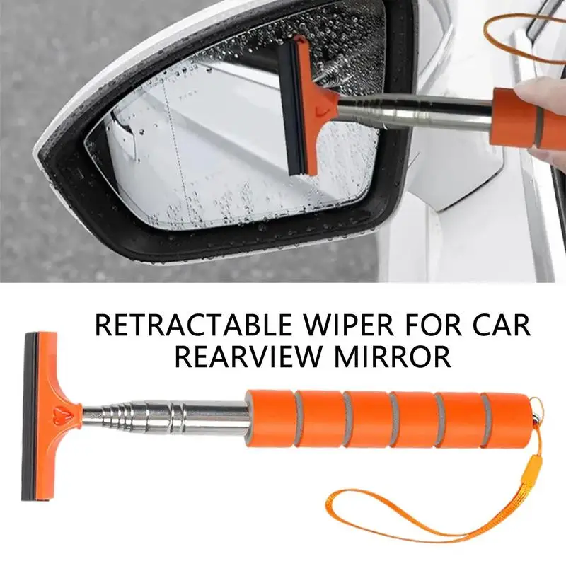 Mini Squeegee For Car Mirror Side Mirror Squeegee Rear View Mirror Wiper With Telescopic Rod Portable Cleaning Tool For Car