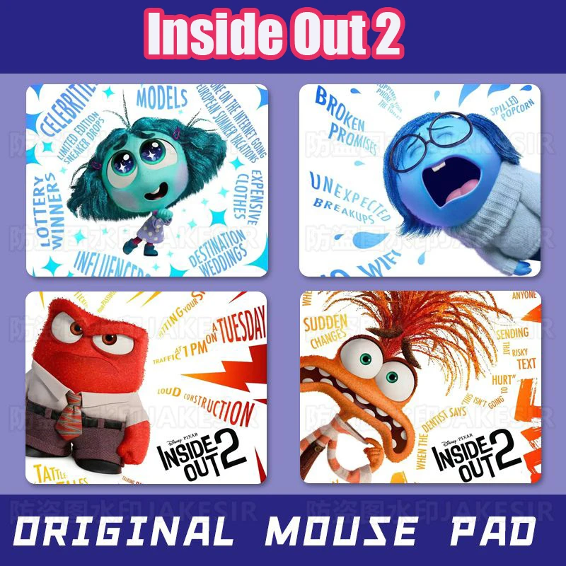 Inside Out 2 Mouse Pad Kawaii Disney Cute Anger Anxiety Anime Characters Girl Office Esports Gaming Anti Slip Creative Mouse Pad