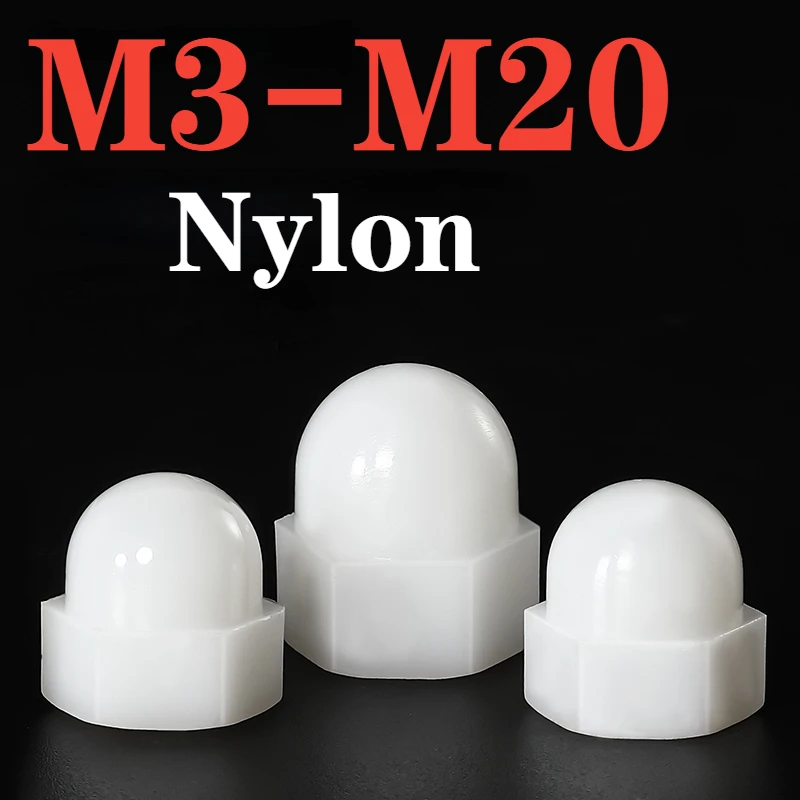 White Plastic Nylon Rubber Cap Nut Dome Nut Decorative Cap Nut M3 M4 M5 M6 M8 M10 M12-M20 Blind Nut Cap Hexagonal Dome