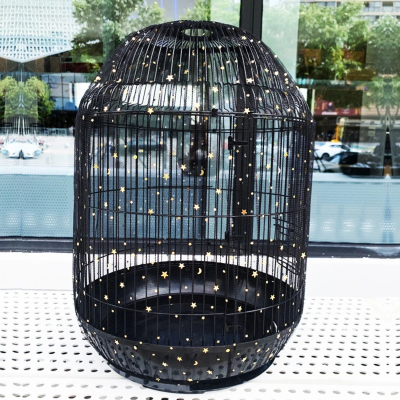 Mesh Bird Cage Cover Shell Skirt Net Adjustable Bird Cage Dust Cover Easy Cleaning Airy Fabric Mesh Pet Bird Cage Cover