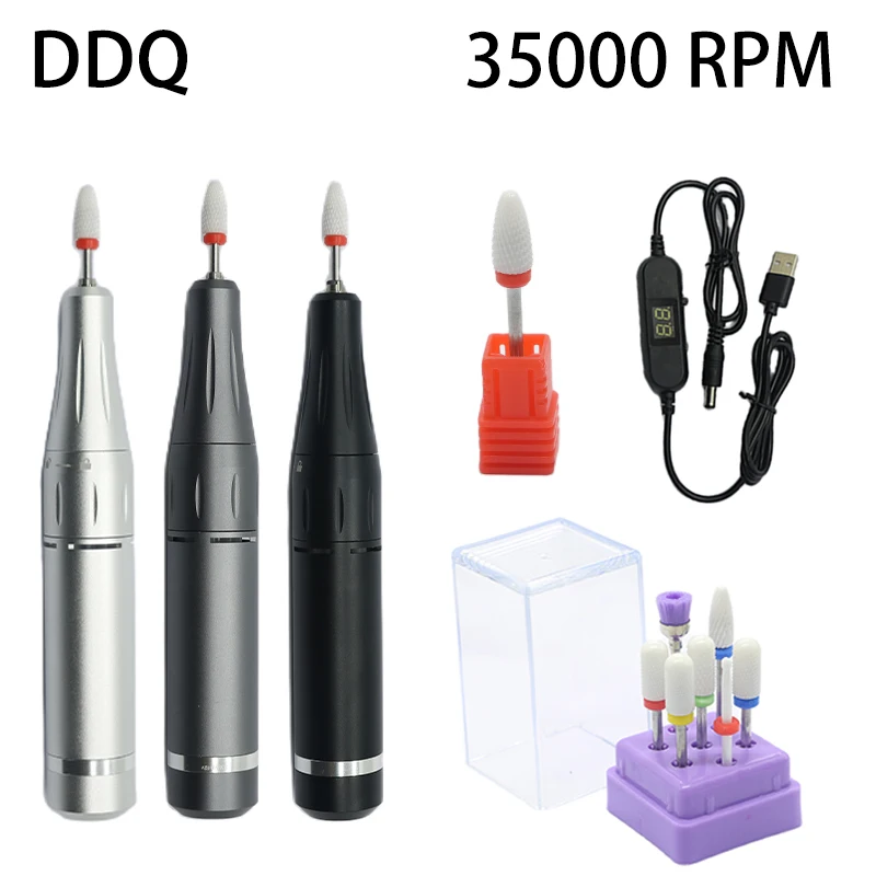 Portable Nail Drill Machine USB Charging Manicure Machine 35000RPM Nail Grinder Polish Mini Nail Gel Polisher Beauty Salon Tool