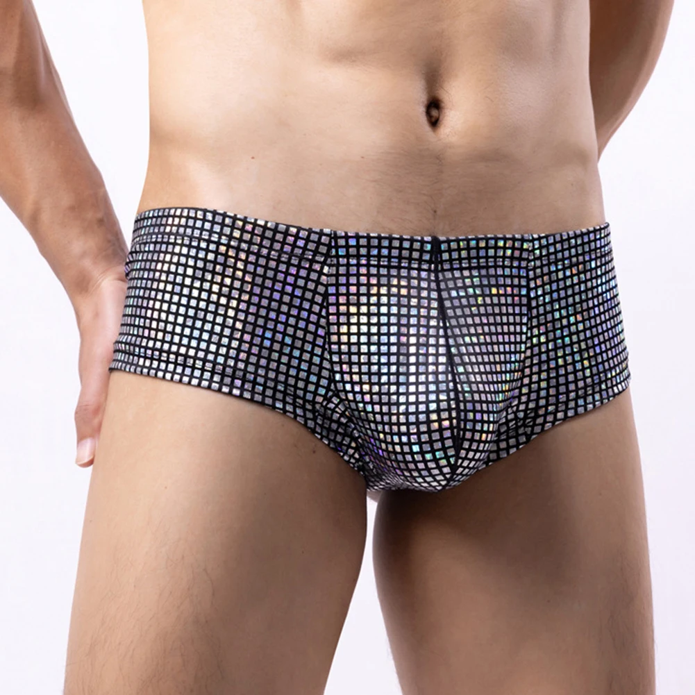 ش محدب الحقيبة الملابس الداخلية للرجال ، ملابس داخلية مثيرة ، جذوع لمعان ، شورت منخفض الخصر ، شورت مطاطي ، انتفاخ كيس الصفن الذكور