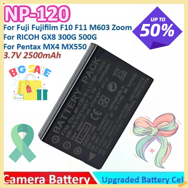 

New 2500mAh 3.7V NP-120 D-L17 DB-43 Camera Battery+ Charger for Fujifilm F10 F11 M603 Zoom for Pentax MX4 MGX550 for RICOH GX8