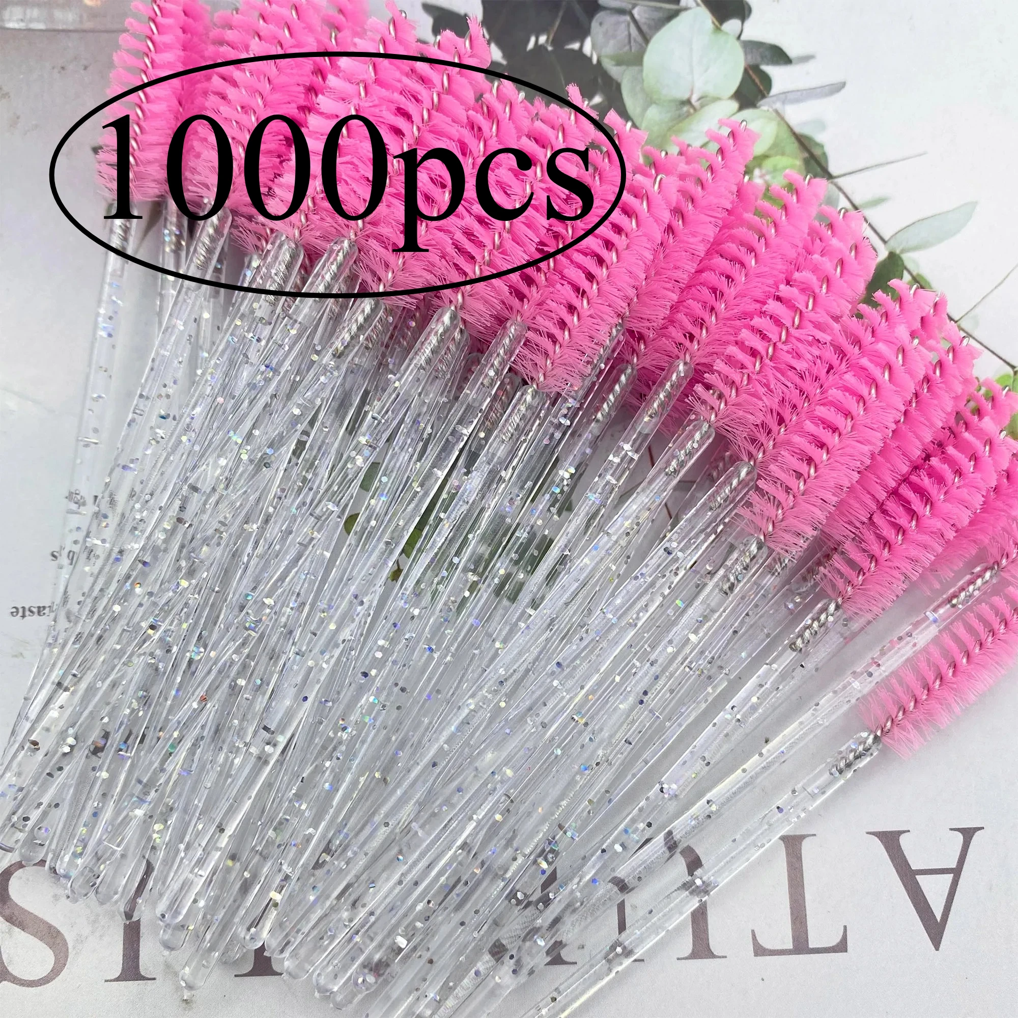 

1000pcs Eyelashes Brush Crystal Diamond Handle Makeup Brush Mascara Wands Eyelash Extension Tool Supplies Applicator Spoolers