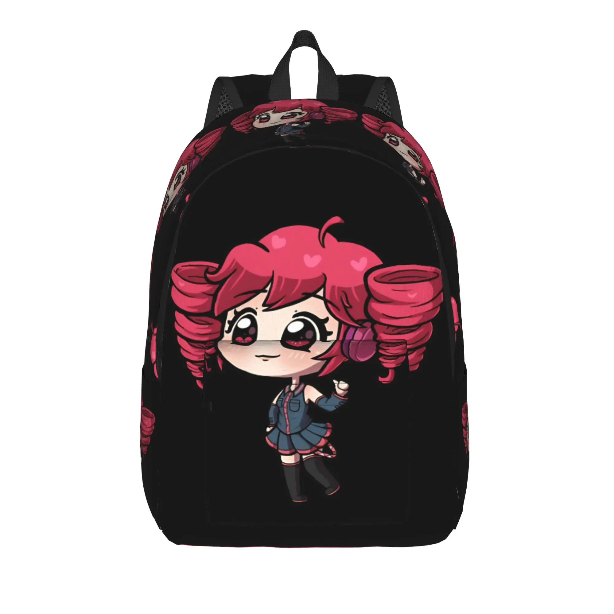 Cute Heart Eyes Kasane Teto Chibi With Headset Backpack Women Lightweight Backpacks High School Bags College Custom Rucksack