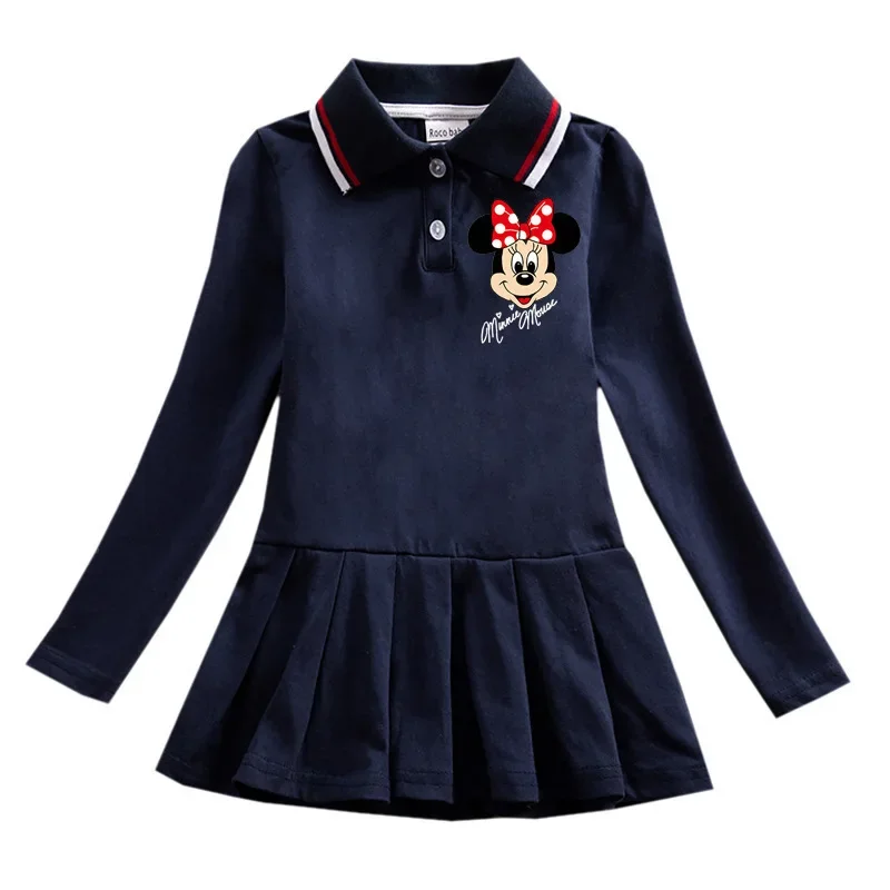 

Disney Mickey Mouse and Donald Duck College Children's Clothes Spring and Autumn Long Sleeve Art Dress Girls PleatedSkirt