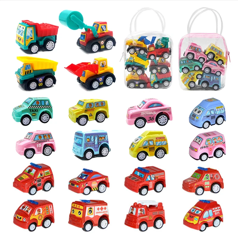 6個/セット プルバックカーおもちゃセット ミニ慣性工学車両 子供向け 漫画風キュートスタイル プレイビークル 子供向けギフト TMZ