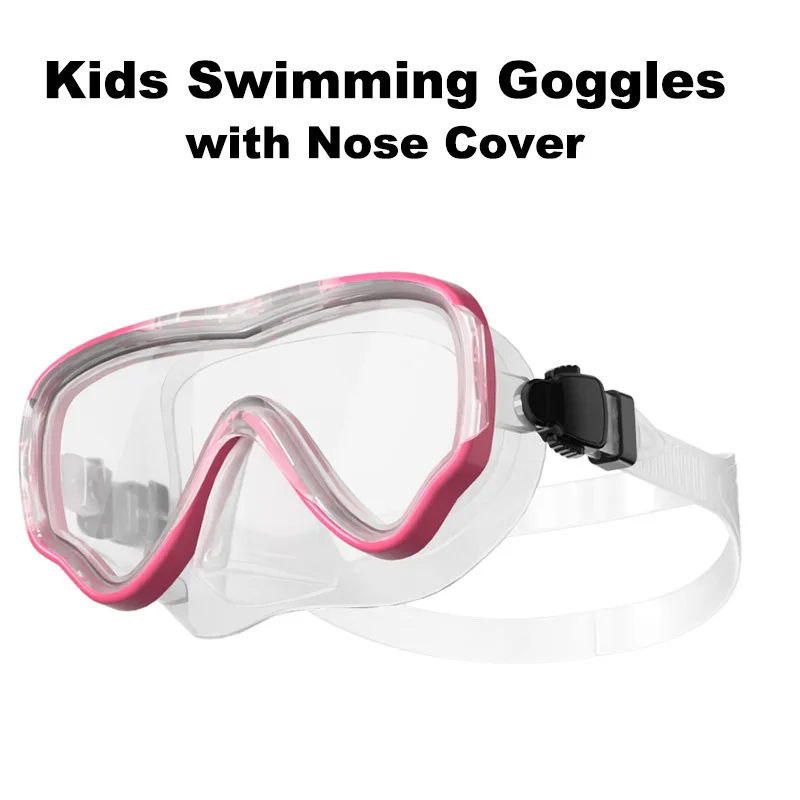 

Kids Swimming Goggles with Nose Cover 180° Wide View Clear Swim Mask Silicone Snorkel Glasses Anti-fog Swim Training Accessory