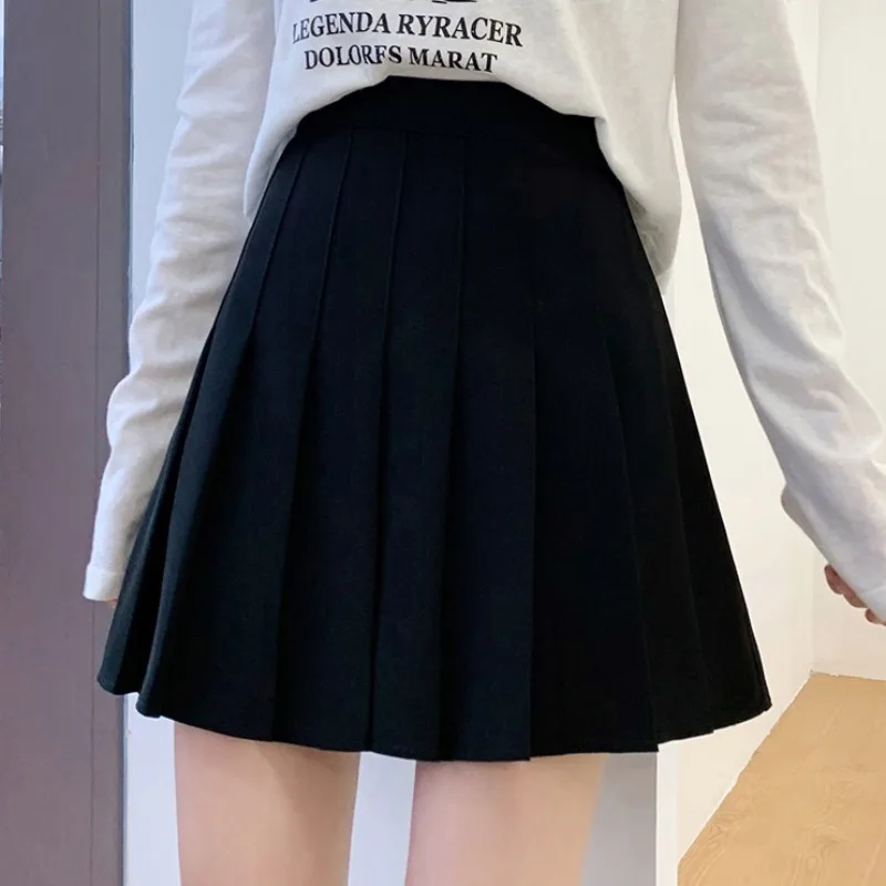 Hoge Taille Plooirok Dames Winter 2025, Nieuwe Bla Anti-Licht Ort Rok Broek Koreaanse Sle Pendelen Pure Kleur