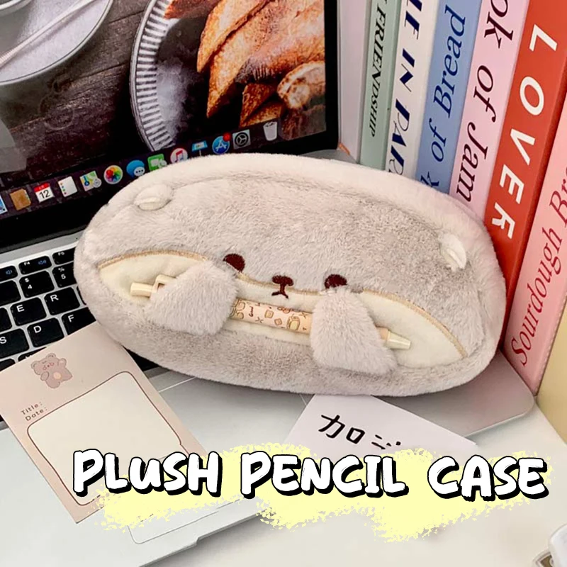 Multi-function Plush Pen Bag Otter Penguin Large Capacity Pencil Case Stationery Organizer Back To School Gift