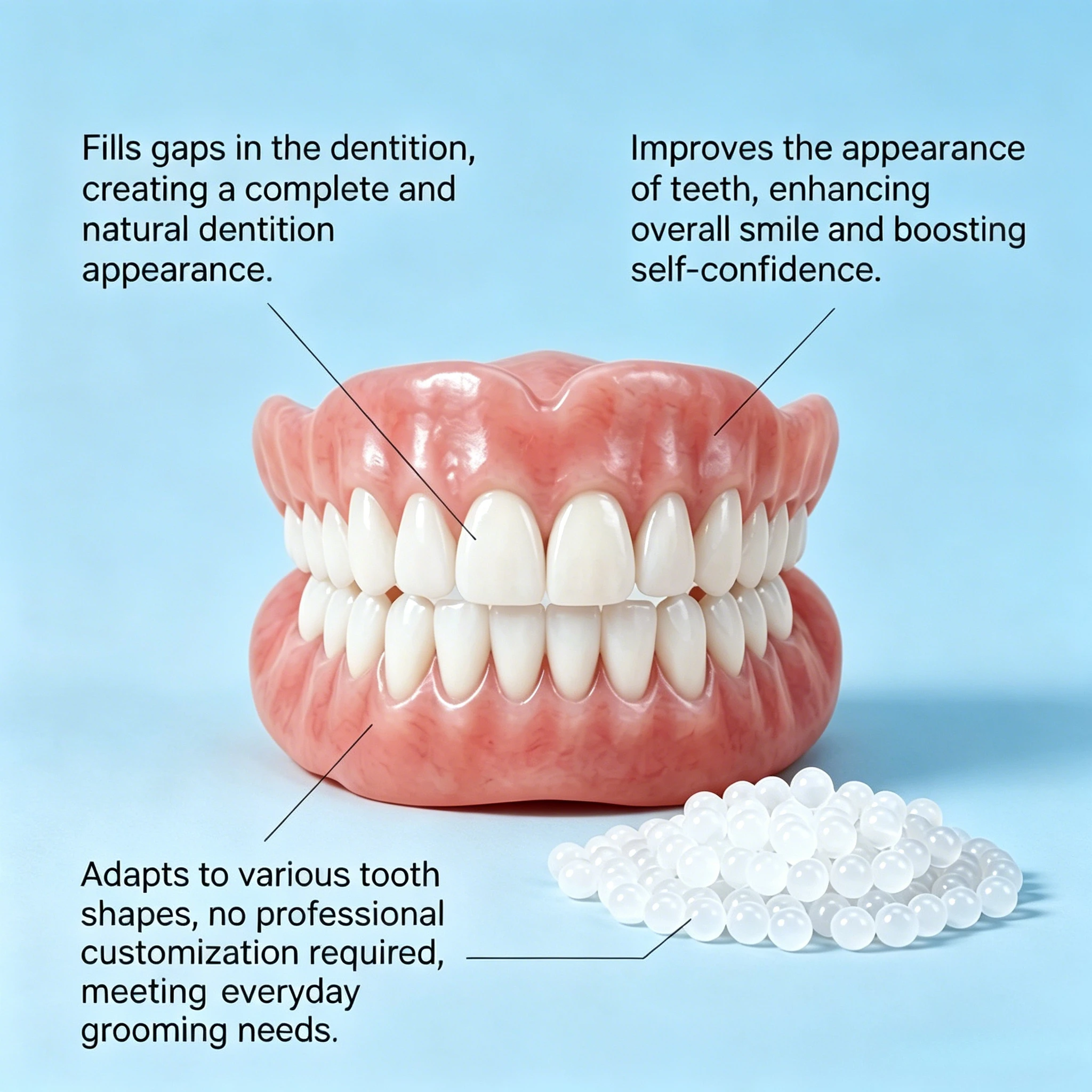 2026 Adjustable Dentures Set Simulated Temporary Fake Teeth Portable Comfort Cosmetic Veneers for Tooth Gap Oral Care