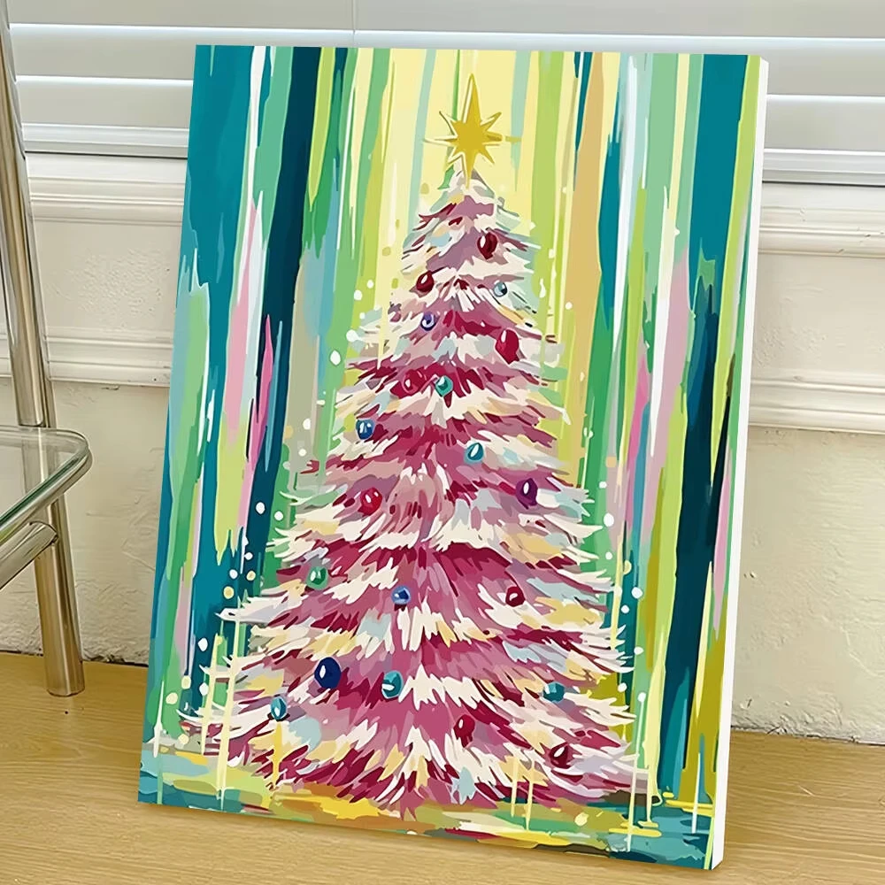 

DIY Digital Oil Painting, Christmas Tree Still life for Living Rooms, Bedrooms, Restaurant, Festival Wall Decor Gift Frameless