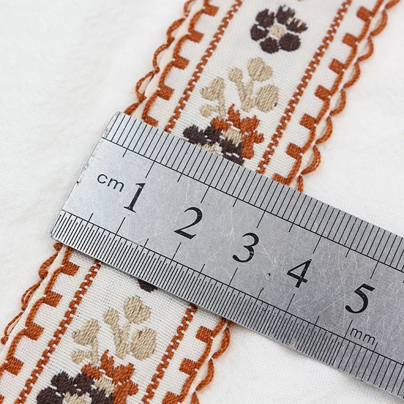 3 Yards 35MM 1.38 Inch Width Pastoral Style Small Flower Handmade Embroidery Ribbon Lace