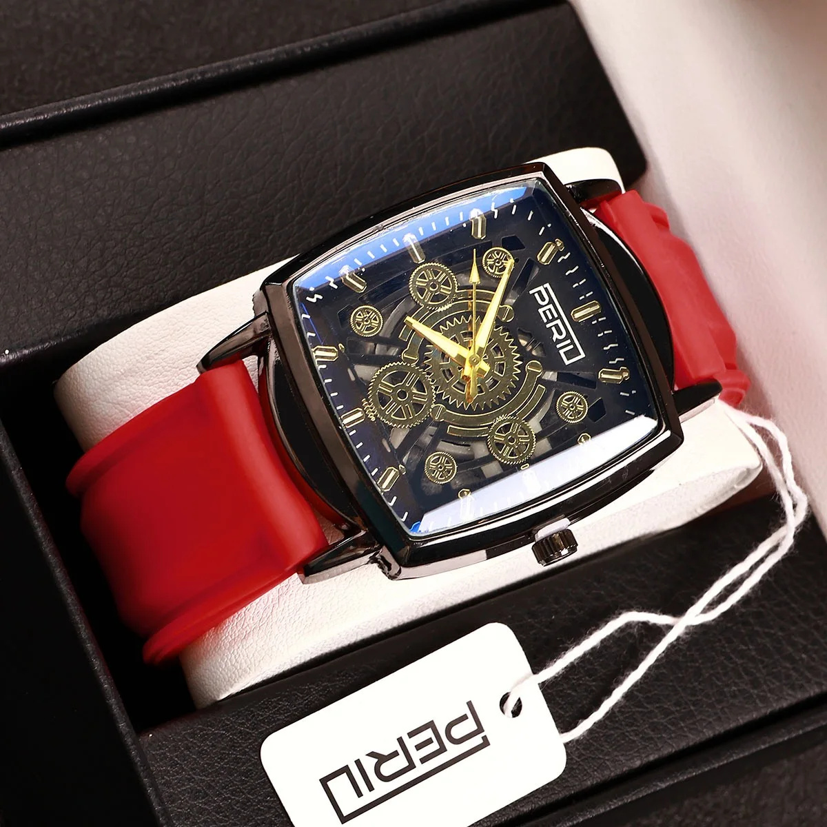 New Fashion Luxury Man Square Hollow Silicone Watch Men Business Quartz Watches Students Sports Wrist Watches Gifts Reloj Hombre