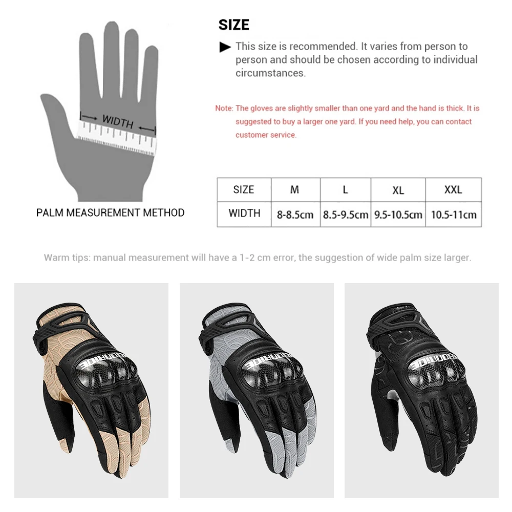 Guanti da moto da uomo Touch Screen Guanti da moto a dita intere Guanti da equitazione antiscivolo da motocross resistenti all'usura M-2XL