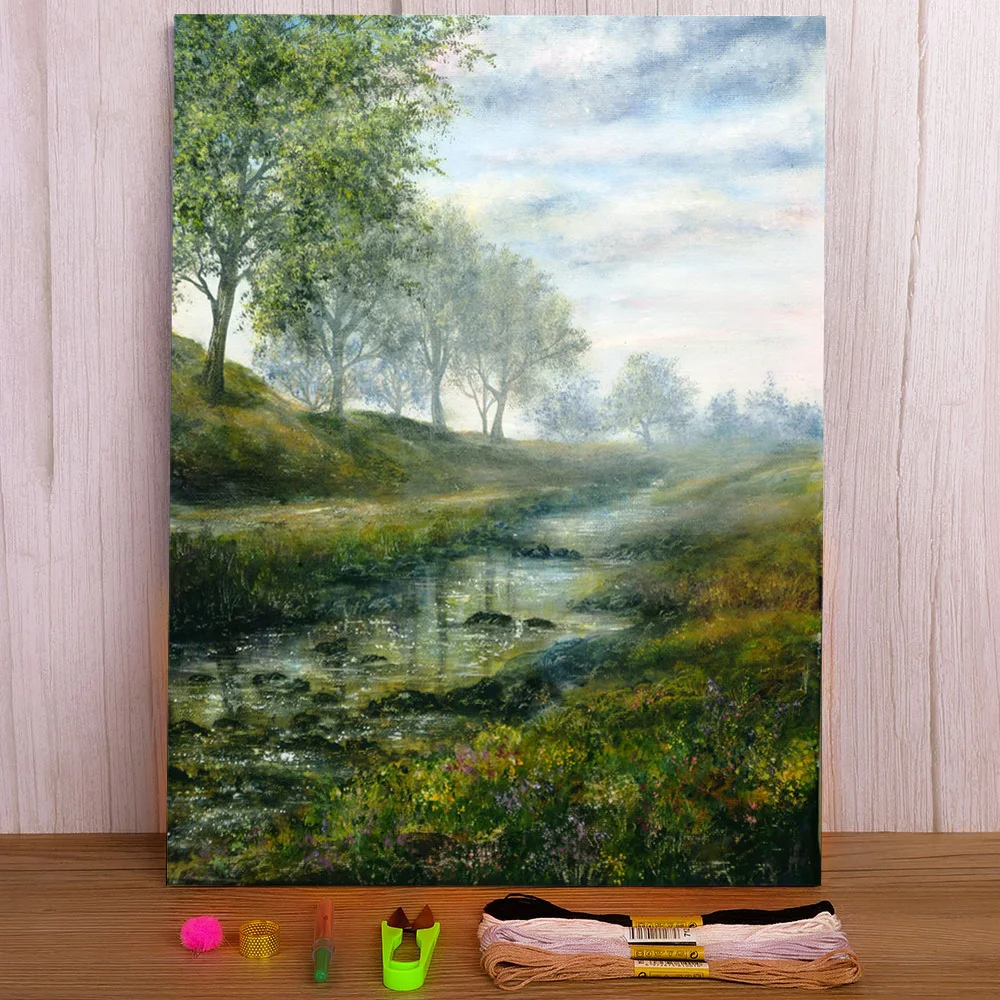 Natural Scenery Der Pre-Printed 11CT Cross Stitch Kit DIY Embroidery DMC Threads Painting Craft Hobby Sewing Floss   Promotions