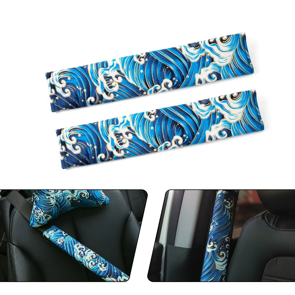 RASTP-2PCS Car Seat Belt Cover Auto Seat Belt Covers Universal Japanese Style Fabric Protector Safety Belts Shoulder Pad BAG078