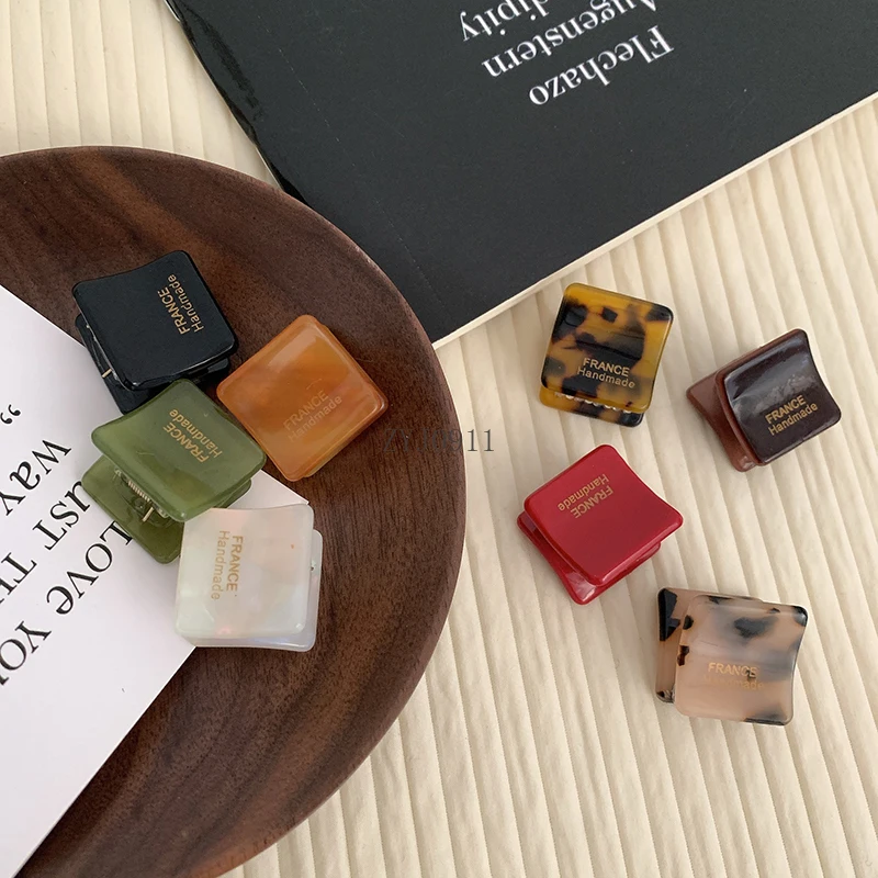 *Новая корейская простая милая квадратная мини-заколка для волос 2 см, модная заколка для волос из ацетата, однотонная заколка для челки, аксессуары для волос