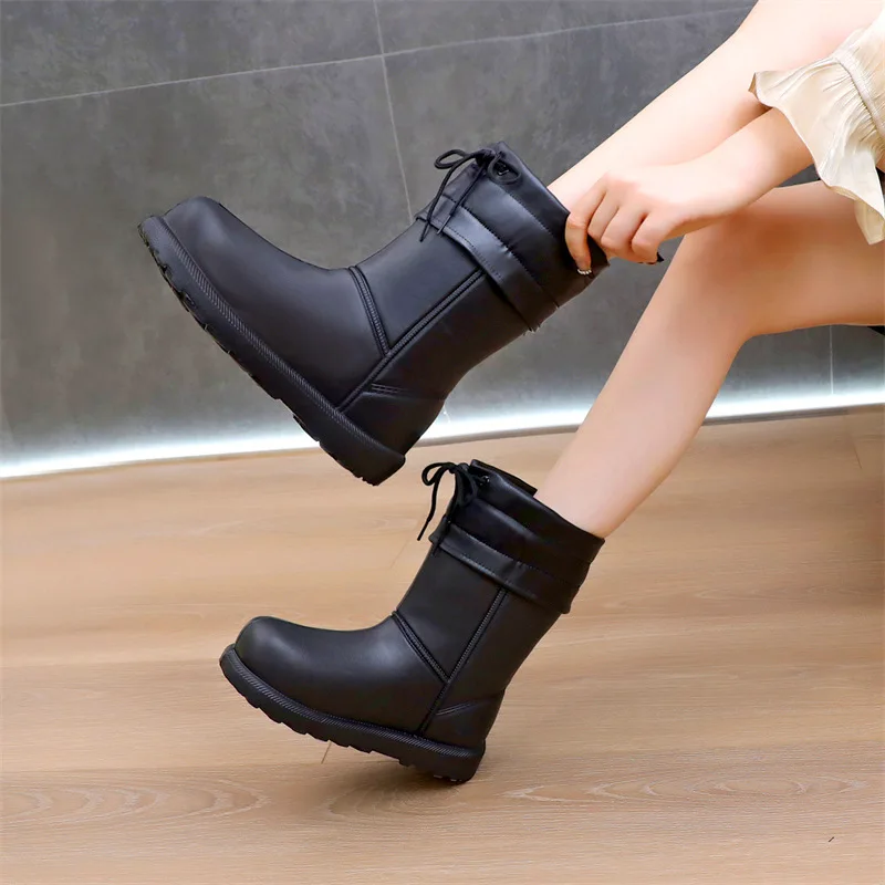 Women Shoe Suede Waterproof Rain Boot Women Winter Warm Washing Car Kitchen Rubber Boots Platform Snow Boot Comfort Cotton Shoe