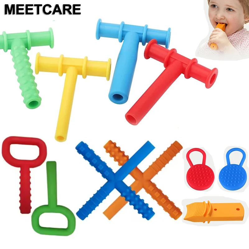 Kid Chewing Tube Tips Speech Therapy Teeth Massager Speak Oral Muscle Rehabilitation Train Chewing Tube Autism Sensory Therapy