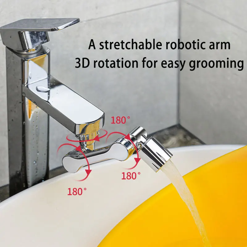 Swivel Universal Mechanical Arm Rotating Spout Extension Splash Protector Washbasin Frother Joint Rocker Arm