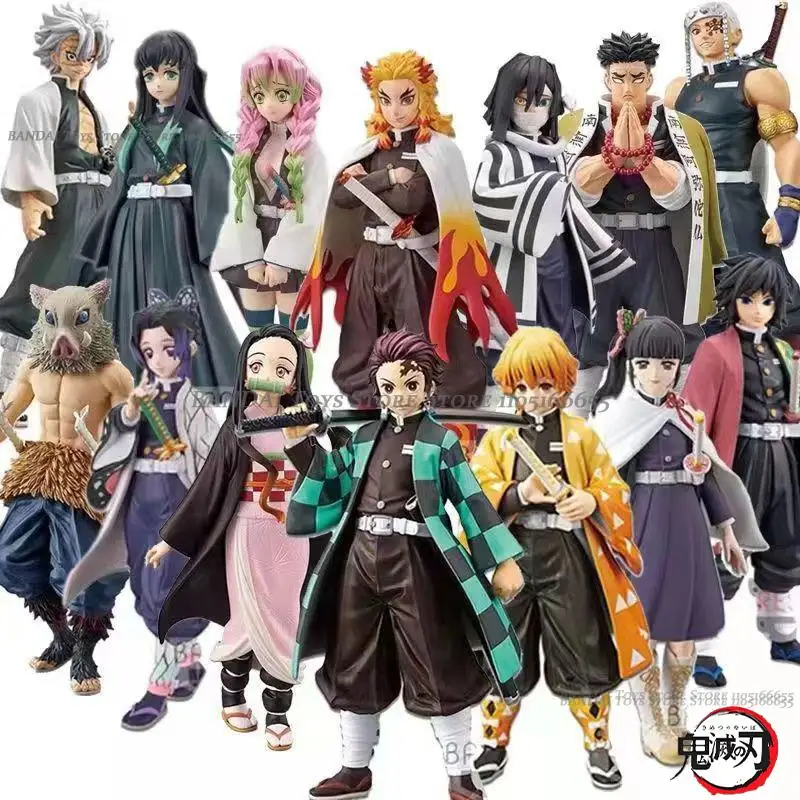 

Bandai Original Banpresto Kamado Tanjirou Nezuko Agatsuma Zenitsu Hashibira Inosuke Action Figures Anime Figuras Kids Toys Gifts