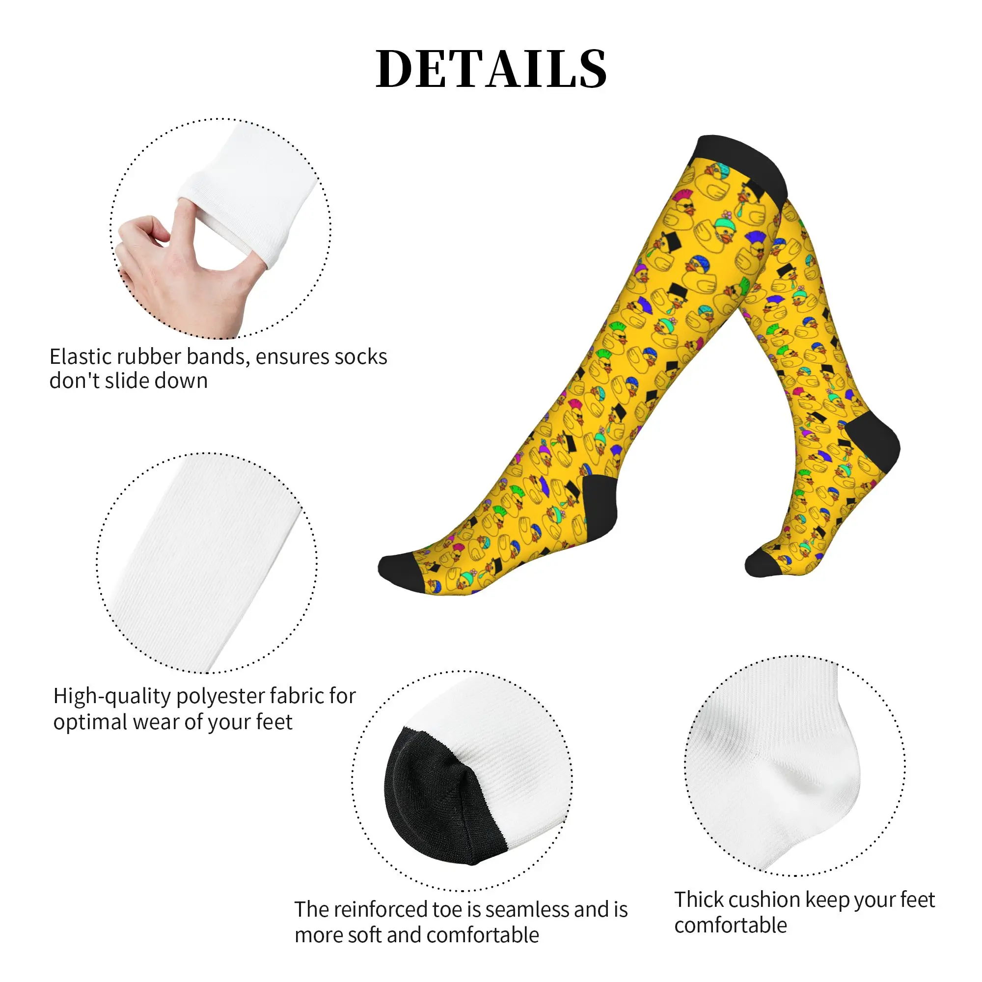 Fashion Printed Rubber Ducky Socks for Men Women Stretch Summer Autumn Winter Cartoon Animal Pets Sports Compression Socks view 5