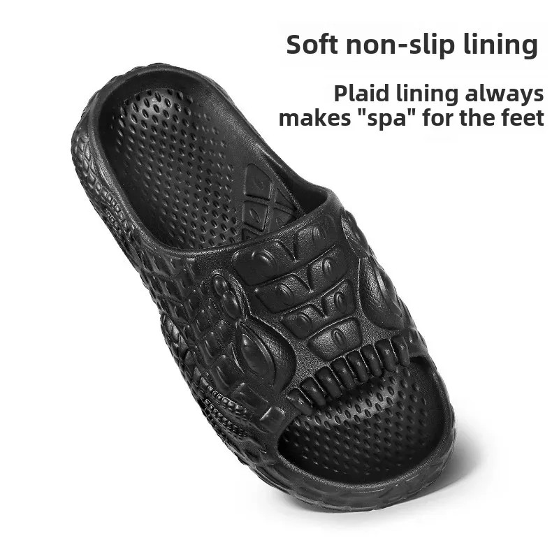 New EVA Crocodile Patterned Slippers Home Use Outer Wear Anti-Slip Men's Slip-On Sandals Sculpted Design Leather Feeling