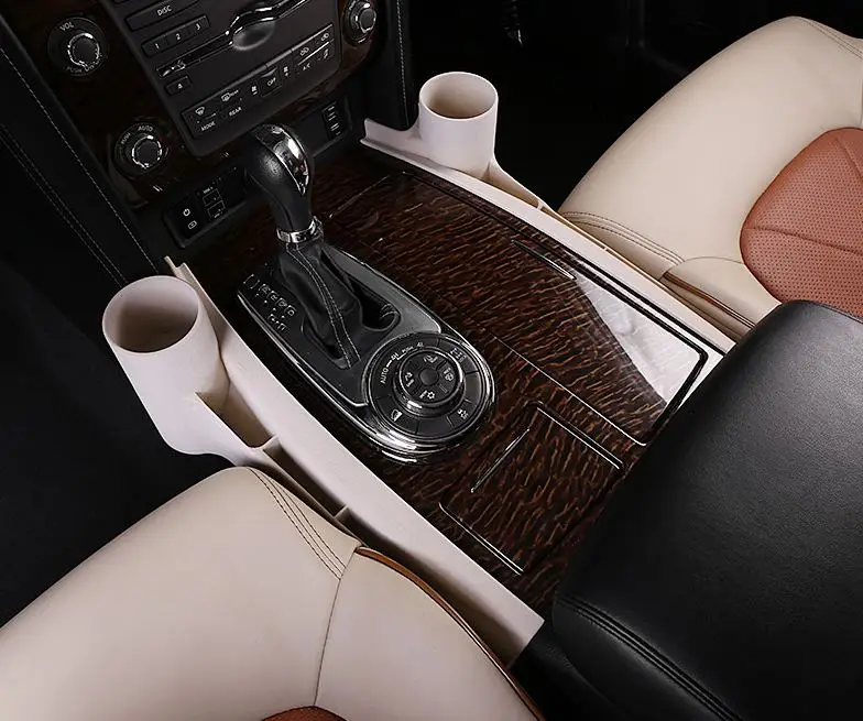 

Black Beige Car Interior Accessories Central Gear Storage Organizer Card Phone Holder Cup Holder for Nissan Patrol Y62 Armada